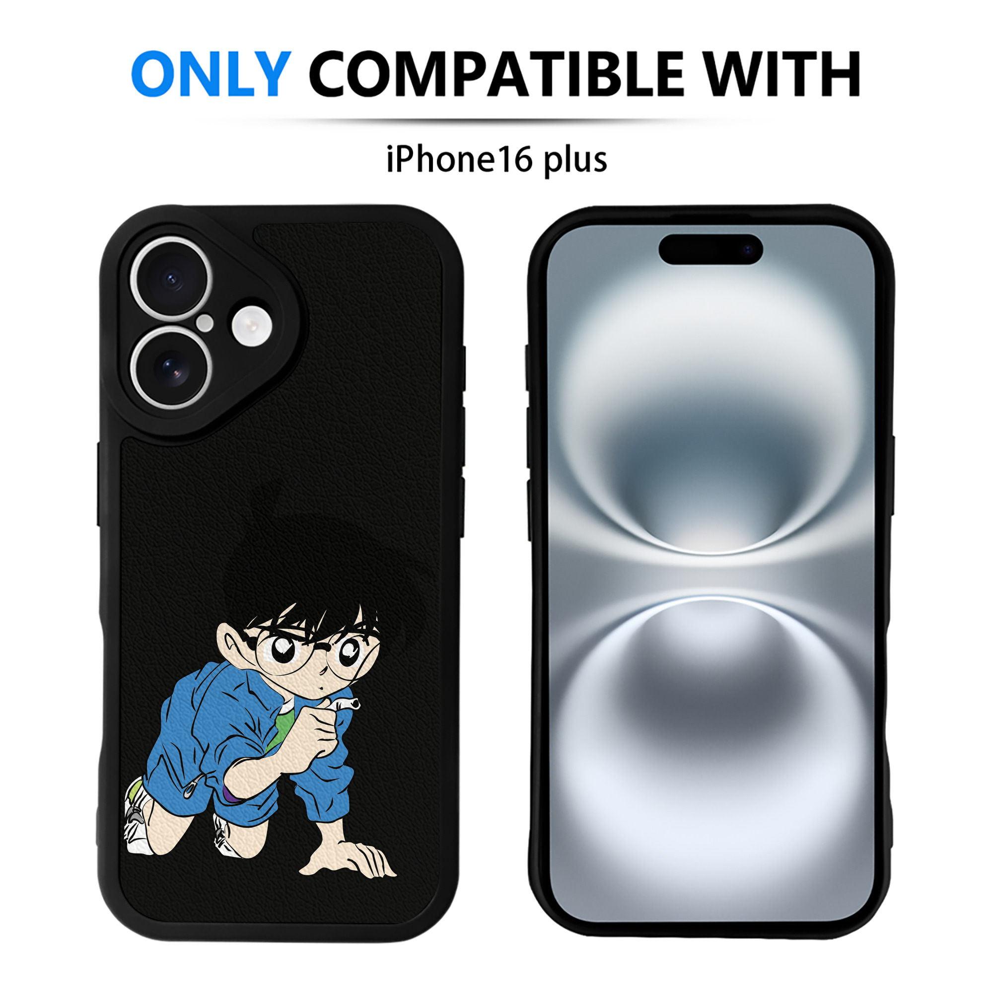 （画像用） 名探偵コナン 江戸川 コナン Detective Conan Conan Edogawa 【iPhone 16シリーズ対応】シリコンスマホケース（レザー調） 材質：シリコン